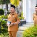 Sekda Kabupaten Boalemo, Sherman Moridu, saat memimpin apel perdana pasca Idul Fitri (Istimewa)
