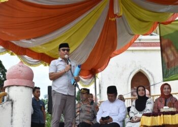Wakil Bupati Boalemo, Lahmuddin Hambali, memberikan sambutan Ramadhan Fair 2026. (Foto: Prokopim Boalemo)