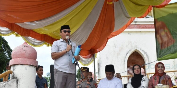 Wakil Bupati Boalemo, Lahmuddin Hambali, memberikan sambutan Ramadhan Fair 2026. (Foto: Prokopim Boalemo)