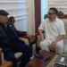 Sekjen Partai Nasdem Hermawi Fransiskus Taslim, saat membesuk mantan Bupati Bone Bolango, Hamim Pou, di Lapas Boalemo.