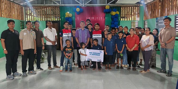 PT Pertamina Patra Niaga Regional Sulawesi melalui Fuel Terminal (FT) Poso menyalurkan santunan senilai Rp10 juta kepada Panti Sosial Terpadu Bina Tunas Harapan, yang dikelola oleh Yayasan Diakonia Harapan Pinedapa, Kecamatan Poso Pesisir, Kabupaten Poso, Sulawesi Tengah