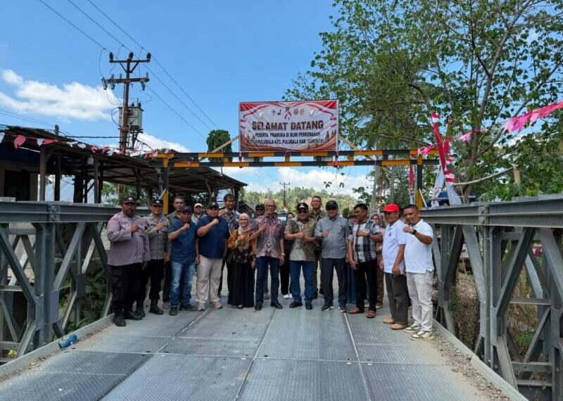 Pani Gold Mine bersama Pemerintah Daerah meresmikan penggunaan Jembatan Bailey di Dusun Titileya, Desa Pulubala, Kecamatan Pulubala, Kabupaten Gorontalo, Sabtu (15/8/2026) (Istimewa)