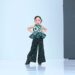 Arraya Naladhipa Ismail (5) memperagakan busana bermotif Karawo rancangan desainer Gorontalo pada ajang Indonesia Fashion Week (IFW) 2026 di Jakarta Convention Center, Rabu (29/7).