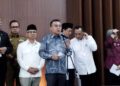 Wakil Ketua DPR RI Sufmi Dasco Ahmad saat konferensi pers bersama jajaran pemerintah di kompleks parlemen, Jakarta, Selasa (18/8/2026). ANTARA/Bagus Ahmad Rizaldi