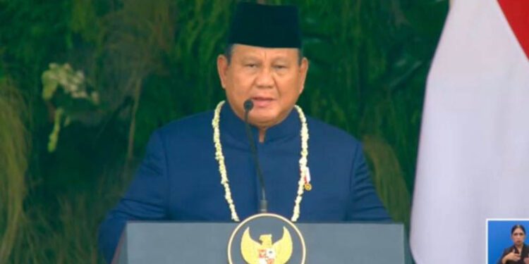 Tangkapan layar - Presiden Prabowo Subianto memimpin prosesi mengheningkan cipta pada upacara peringatan HUT ke-81 RI di Istana Merdeka, Jakarta, Senin (17/8/2026). (ANTARA/YouTube Sekretariat Presiden/Fathur Rochman)
