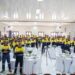 Para Karyawan Merdeka Copper Gold saat merayakan HUT ke 14, (Istimewa)