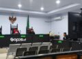 Afandy Laya, alias Haji Pepen menghadiri sidang secara daring.