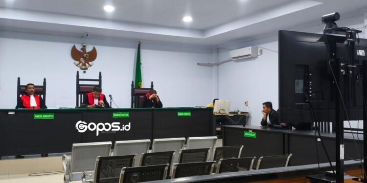 Afandy Laya, alias Haji Pepen menghadiri sidang secara daring.