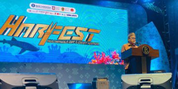 Kepala Perwakilan Bank Indonesia Provinsi Gorontalo, Bambang Setya Permana, memberi sambutan pada Opening Ceremony Festival Kuliner HARFEST 2026 di GPCC Kota Gorontalo, Jumat (11/9/2026). (Foto: Tikno/Otanaha)
