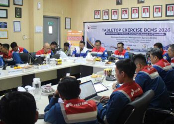 T Pertamina Patra Niaga Regional Sulawesi melalui Aviation Fuel Terminal (AFT) Hasanuddin menggelar simulasi Business Continuity Management System (BCMS) untuk menguji kesiapan menghadapi gangguan pasokan avtur, Selasa (1/9/2026).