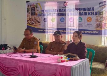 Anggota DPRD Provinsi Gorontalo, Yeyen Sidiki, menyampaikan sambutan pada kegiatan Pelatihan dan Pendampingan Pengurusan NIB bagi 25 pelaku UMKM oleh Diskumperindag Provinsi Gorntalo.