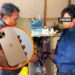 Terduga pelaku berinisial FS (kanan) saat menyerahkan barang bukti iPhone 11 Pro Max kepada polisi.(F. Polres Boalemo)