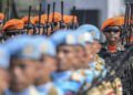 Prajurit TNI mengikuti upacara peringatan Hari Ulang Tahun (HUT) ke-81 Tentara Nasional Indonesia (TNI) di Mabes TNI Cilangkap, Jakarta Timur, Senin (5/10/2026). Peringatan HUT ke-81 TNI mengusung tema TNI Kuat Bersama Rakyat Indonesia Berdaulat Adil dan Makmur. ANTARA FOTO/Galih Pradipta/nz (ANTARA FOTO/GALIH PRADIPTA)