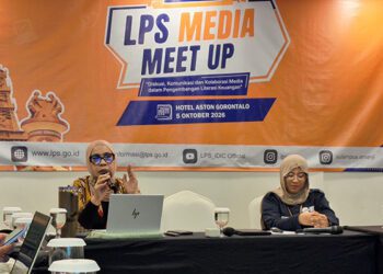 Psikolog, Sukma Botutihe (kiri) menjelaskan psikologi uang dalam LPS Media Meet Up 2026 di Gorontalo, Senin (5/10/2026)
