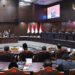 Suasana sidang pengucapan putusan sengketa Perselisihan Hasil Pemilihan Umum Presiden dan Wakil Presiden, Selasa (06/10) di Ruang Sidang MK. Foto Humas MK/Ifa.