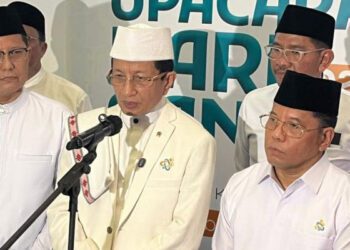 Menteri Agama Nasaruddin Umar saat konferensi pers pascaupacara peringatan Hari Santri di Kemenag, Jakarta, Kamis (22/10/2026). ANTARA/Asep Firmansyah