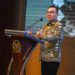 Wakil Ketua DPR Sufmi Dasco Ahmad memberikan sambutan pada pembukaan Rakernas Asosiasi Kepala Desa Seluruh Indonesia (AKSI) di Kompleks Parlemen, Senayan, Rabu (9/9/2026). (Foto: Antara)