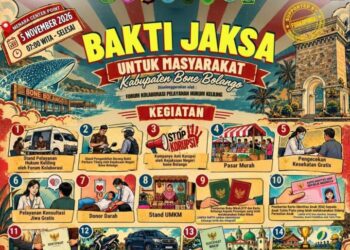 Kejaksaan Negeri Bone Bolango menghadirkan 14 layanan, mulai dari pelayanan hukum dan kesehatan gratis hingga penataan aset daerah melalui program Bakti Jaksa untuk Masyarakat di Center Point Bone Bolango, Kamis (5/11/2026) mendatang.